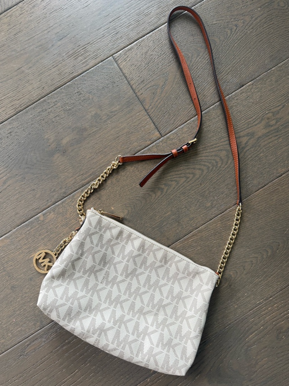 LIKE- NEW Michael Kors MK Logo Crossbody in Coated Canvas